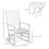 Outsunny Outdoor Rocking Chair Set of 2 with Side Table, Patio Wooden Rocking Chair with Smooth Armrests, High Back for Garden, Balcony, Porch