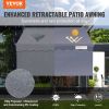 VEVOR Manual Retractable Awning, 118" Outdoor Retractable Patio Awning Sunshade Shelter