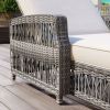 GO Outdoor Long Reclining Chaise, Wicker Lounge with Armrests, Patio Adjustable Recliner with Soft Removable Cushions