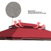 10x12 Ft Outdoor Patio Gazebo Replacement Canopy,Double Tiered Gazebo Tent Roof Top Cover Only(Frame Not Include)-Red