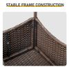 20" Patio Side Table, Outdoor Patio Wicker Square End Table, All-Weather Rattan Coffee Table w/Glass Tabletop for Backyard Deck Porch Poolside, Brown