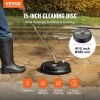 VEVOR Pressure Washer Surface Cleaner Universal 15", Pressure Washer Attachment 4000 Max PSI with 2 Extension Wand