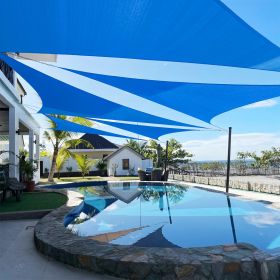 Artpuch Custom Size Sky Blue Sun Shade Sail Triangle Canopy 185 GSM Durable Fabric UV Block Awning for Outdoor Patio Garden Backyard (Customized Avail (Color: Sky Blue, size: 18x18x18)