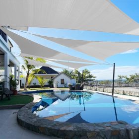 Artpuch Custom Size Light Gray Sun Shade Sail Triangle Canopy 185 GSM Durable Fabric UV Block Awning for Outdoor Patio Garden Backyard (Customized Ava (Color: Light Gray, size: 17X26X26)