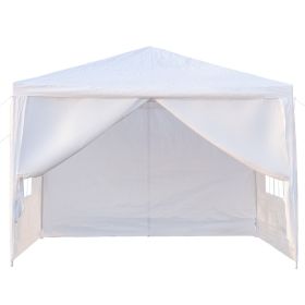 10x10 Feet Black Outdoor Pergola - Durable iron pipe frame and waterproof PE fabric portable and easy to install perfect for patio vacations festivals (Style: 4-Sided, Color: White)
