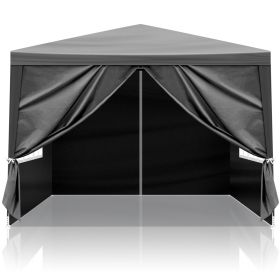 10x10 Feet Black Outdoor Pergola - Durable iron pipe frame and waterproof PE fabric portable and easy to install perfect for patio vacations festivals (Style: 4-Sided, Color: Black)