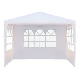 10x10 Feet Black Outdoor Pergola - Durable iron pipe frame and waterproof PE fabric portable and easy to install perfect for patio vacations festivals (Style: 3-Sided, Color: White)