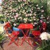 3 Piece Patio Bistro Set of Foldable Square Table and Chairs