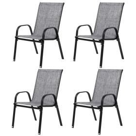 4 Piece Patio Chairs, Outdoor Camping Chairs with Breathable Textilene Fabric (Color: as Pic)