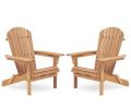Wooden Outdoor Folding Adirondack Chair Set of 2 Wood Lounge Patio Chair for Garden,Garden, Lawn, Backyard, Deck, Pool Side, Fire Pit,Half Assembled,