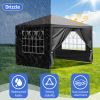 10x10 Feet Black Outdoor Pergola - Durable iron pipe frame and waterproof PE fabric portable and easy to install perfect for patio vacations festivals